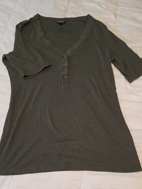 torrid Olive Green Short Sleeve Henley V-Neck Top